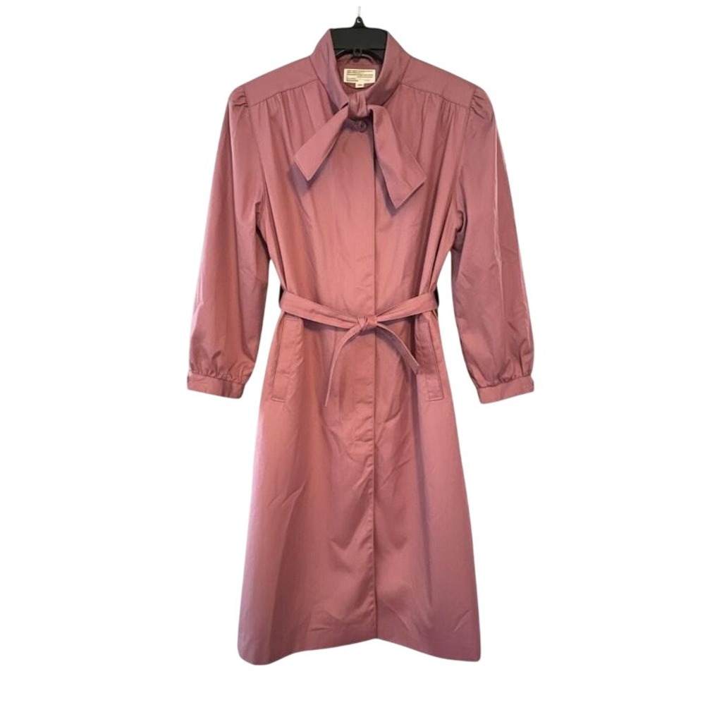 VTG Mauve Misty Harbor Trench Coat, Belted Rain Jacket, Zip-Out Liner Size M/L